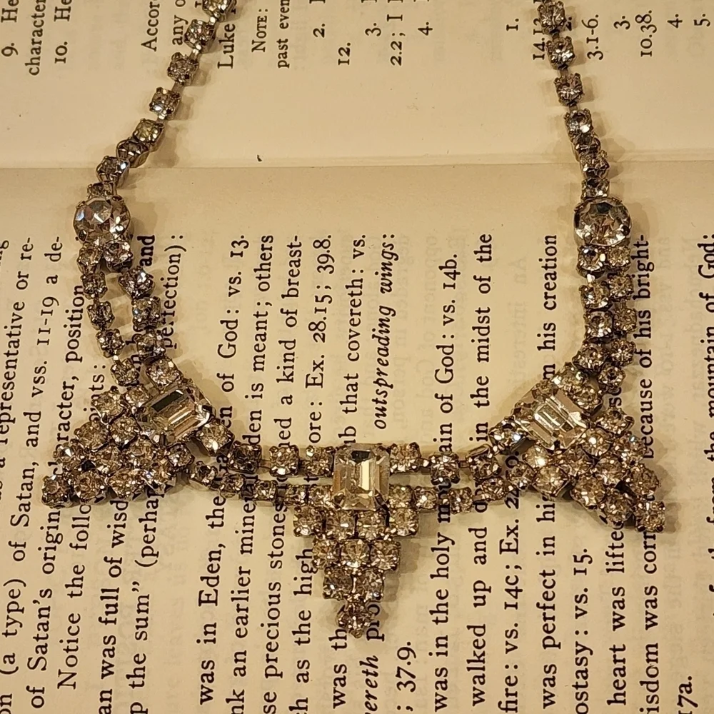 Art Deco Wedding Necklace Vintage Crystal/Rhinestone 13.5
